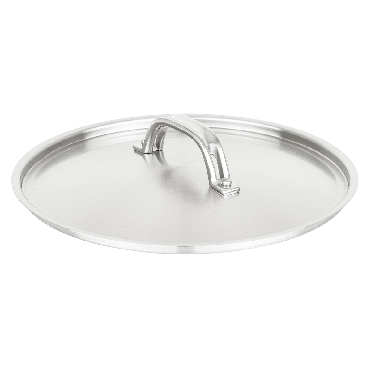 Viking Culinary Products Stainless Steel Lid - Fits 24cm Interior Diameter Pan, a round stainless steel lid with a central arched handle.