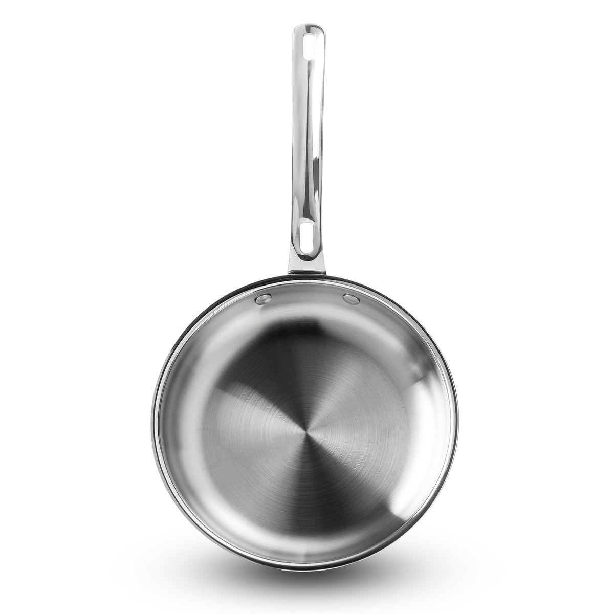 The Viking Artisan 3-Ply Stainless Steel 8-Inch Fry Pan by Viking Culinary Products features a long handle and induction compatibility—an elegant stainless steel addition to any cookware collection.