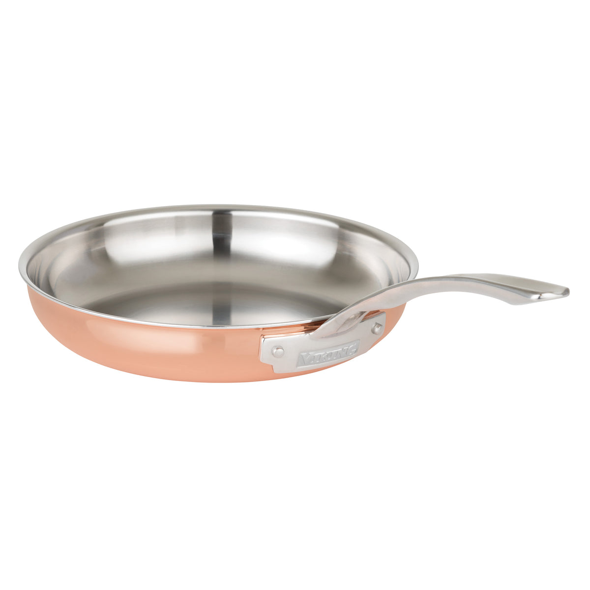 The Viking 3-Ply Copper Clad 13-Piece Cookware Set with Glass Lids by Viking Culinary Products features stainless steel and copper construction for excellent heat conductivity and versatile, multi-purpose use.