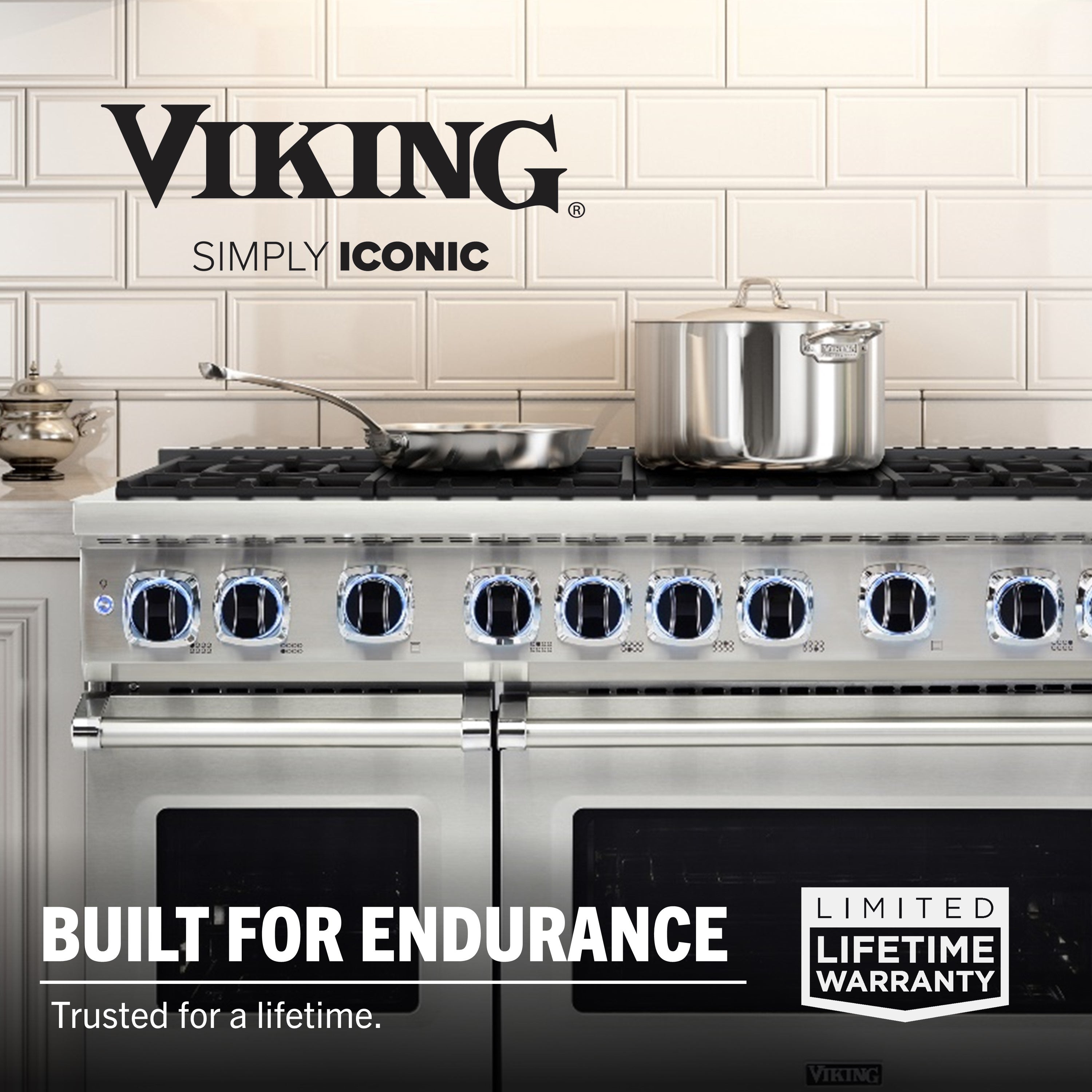 The Viking Culinary Products 3-Ply Stainless Steel 17-Piece Cookware Set with Glass Lids is built for endurance, features durable construction, and comes with a limited lifetime warranty. Trusted for a lifetime.
