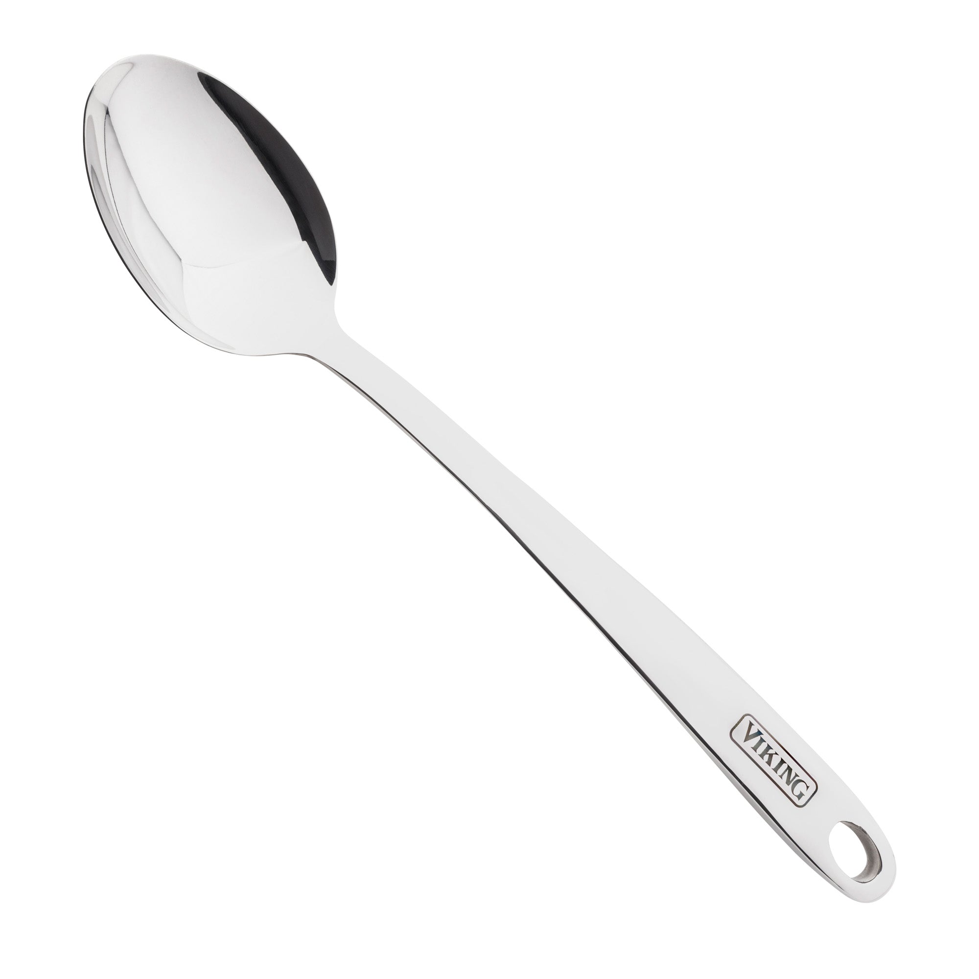 The Viking Hollow Forged Stainless Steel 6-Piece Tool Set by Viking Culinary Products features shiny, dishwasher-safe utensils with smooth reflective surfaces and handles engraved with “VIKING”—a perfect addition to your kitchen.